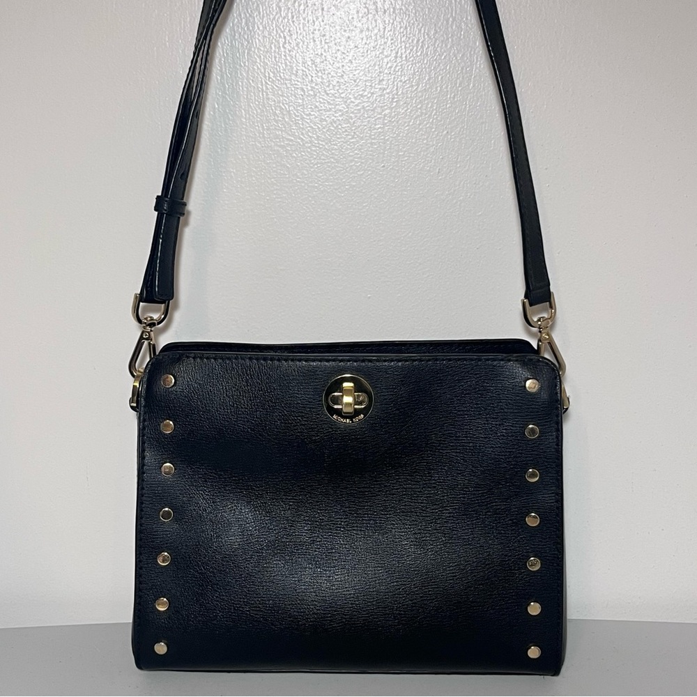 Michael Kors Rivington Studded Leather Messenger Handbag